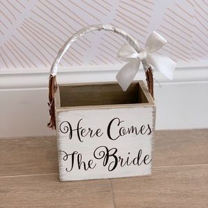 Here Comes the Bride Wooden Basket